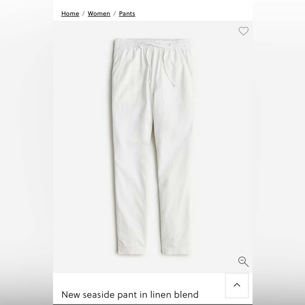 JCrew Seaside White Linen Pant